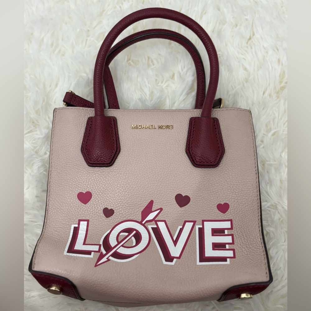 Michael Kors Burgundy and Pink Love Satchel